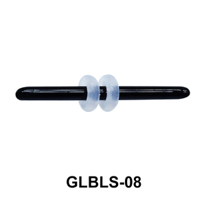 Glass Barbell with Two Trasparent Silicon Ring Outer GLBLS-08